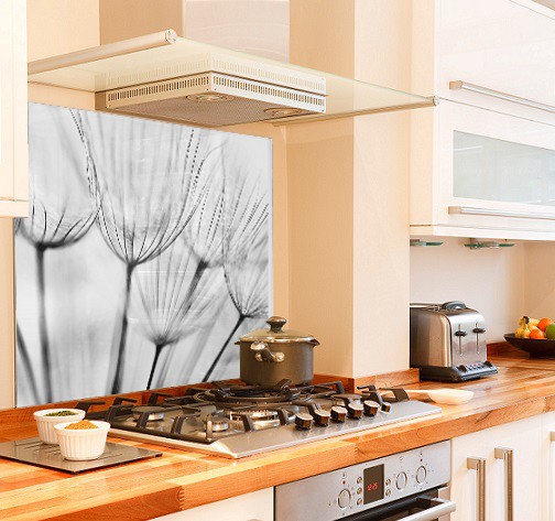 Dandelion design diy kitchen glass splashback