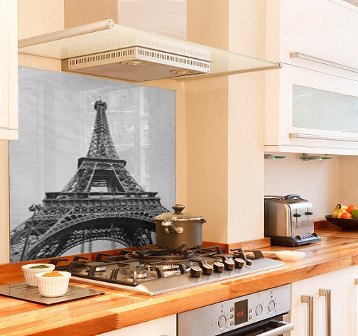 Eiffel-Tower diy kitchen glass splashback