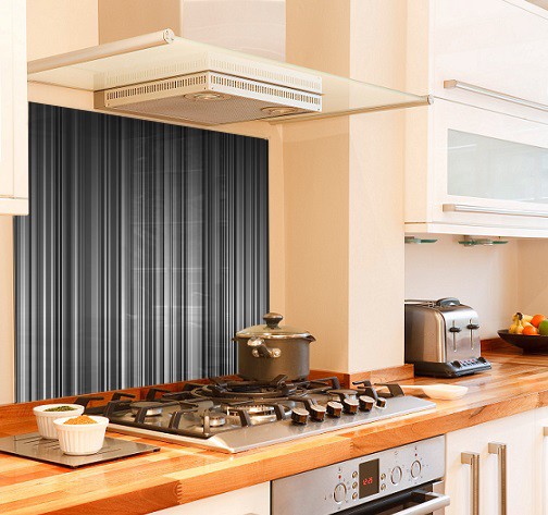 grey stripe diy kitchen glass splashback