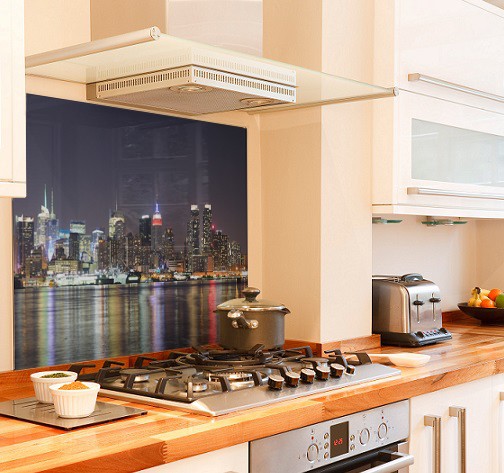 Manhattan night diy kitchen glass splashback
