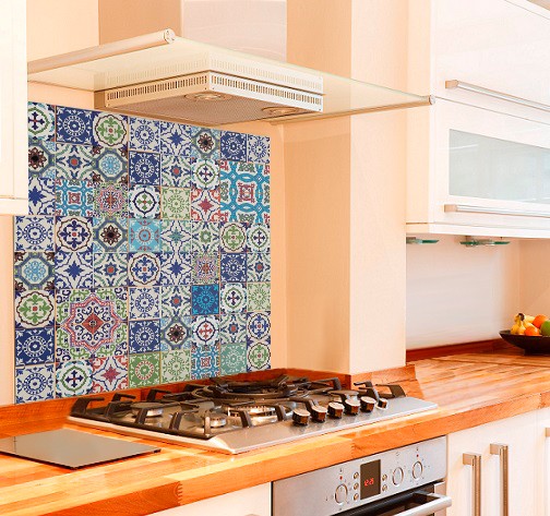 Moroccan Tiles Kitchen Glass Splashback