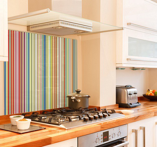 Multi stripes diy kitchen glass splashback