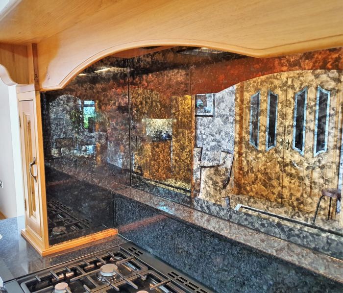 aura black azure glass splashback