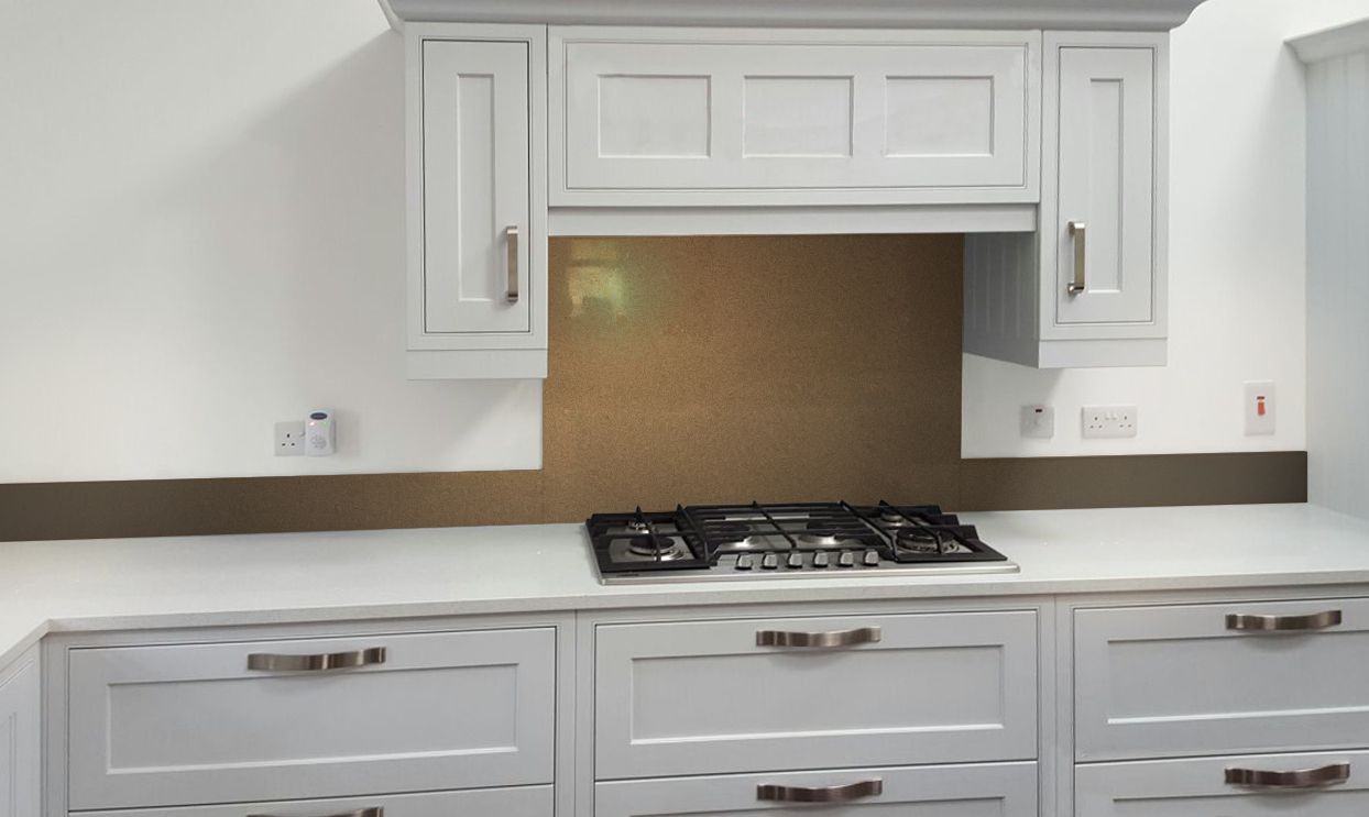 Metallic Pearl Gold diy glass kitchen splashback