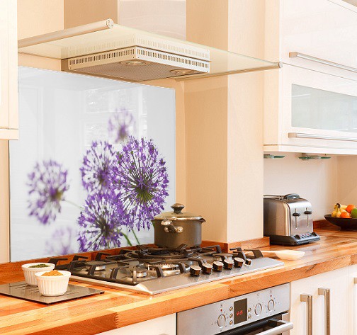 Allium in purple diy kitchen glass splashback