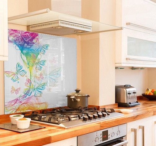 Butterfly Rainbow diy kitchen glass splashback