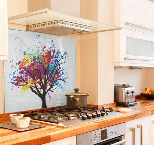 Rainbow-tree diy kitchen glass splashback