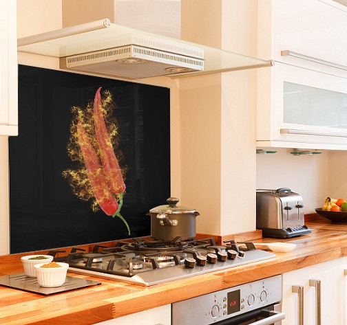 Red Hot Chilli diy kitchen glass splashback
