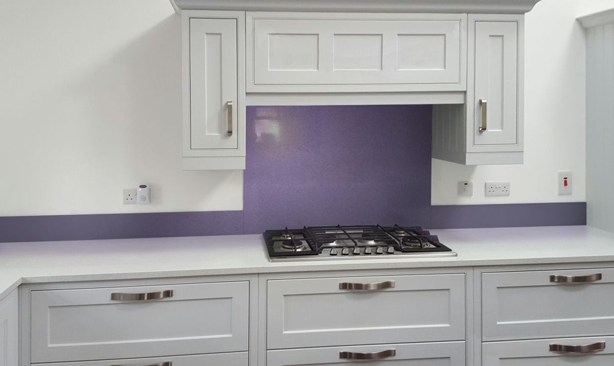 Metallic Steel Violet diy glass kitchen splashback