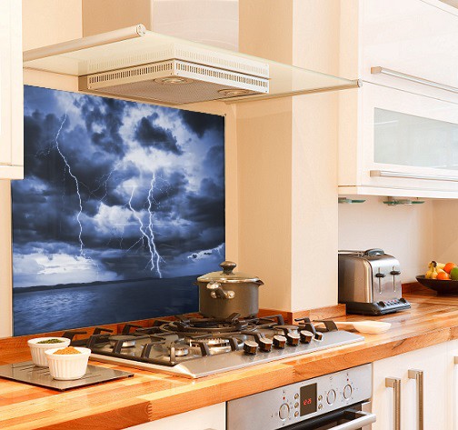 Sea storm diy kitchen glass splashback