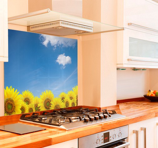 Sunflowers Kitchen Glass Splashback