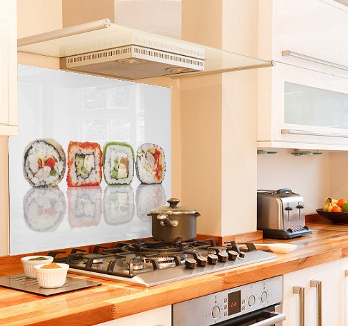 sushi-design diy kitchen glass splashback