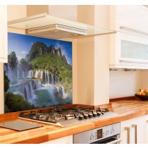 Waterfall Kitchen Glass Splashback