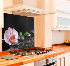 Orchid Zen Stones Kitchen Glass Splashback