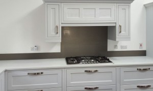 Metallic Pearl Beige diy glass kitchen splashback