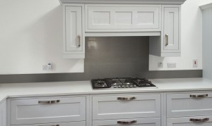 Metallic Pearl Mouse grey diy glass kitchen splashback