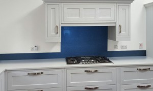 Metallic Pearl Night Blue diy glass kitchen splashback