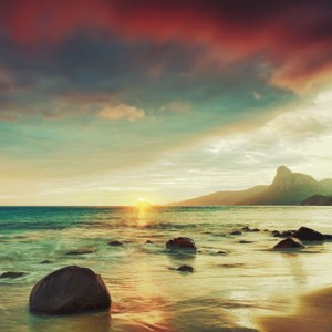 Sea Sunrise diy kitchen glass splashback