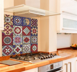 Mexican Tiles Kitchen Glass Splashback