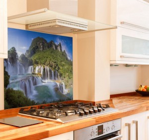Waterfall Kitchen Glass Splashback