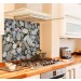 Pebble style diy kitchen glass splashback