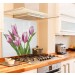 Pink tulip diy kitchen glass splashback