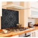 Damask Black diy kitchen glass splashback